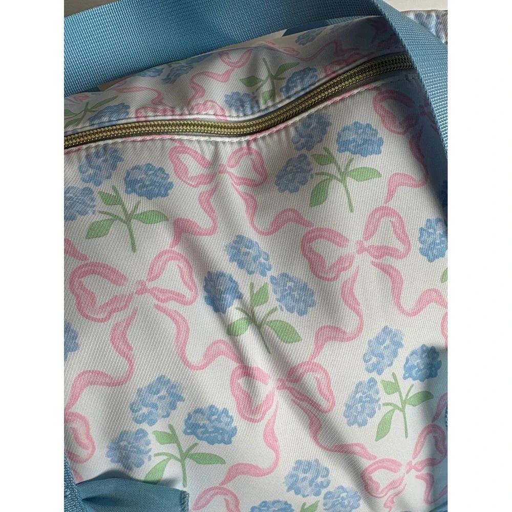 Blue Floral‎ Pink Bow Ruffle Duffel Bag Travel Carry On Weekender Gym Bag 18x10